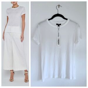 NWT L'Agence Ellie Modal-Cashmere Blend Short Sleeve Crew Neck Tee in White XS